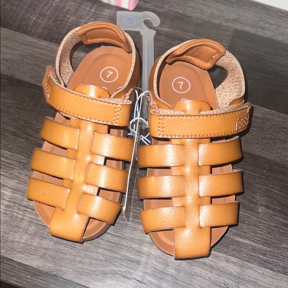 Cat & Jack Tan/Brown Woven Strap Kids Sandals